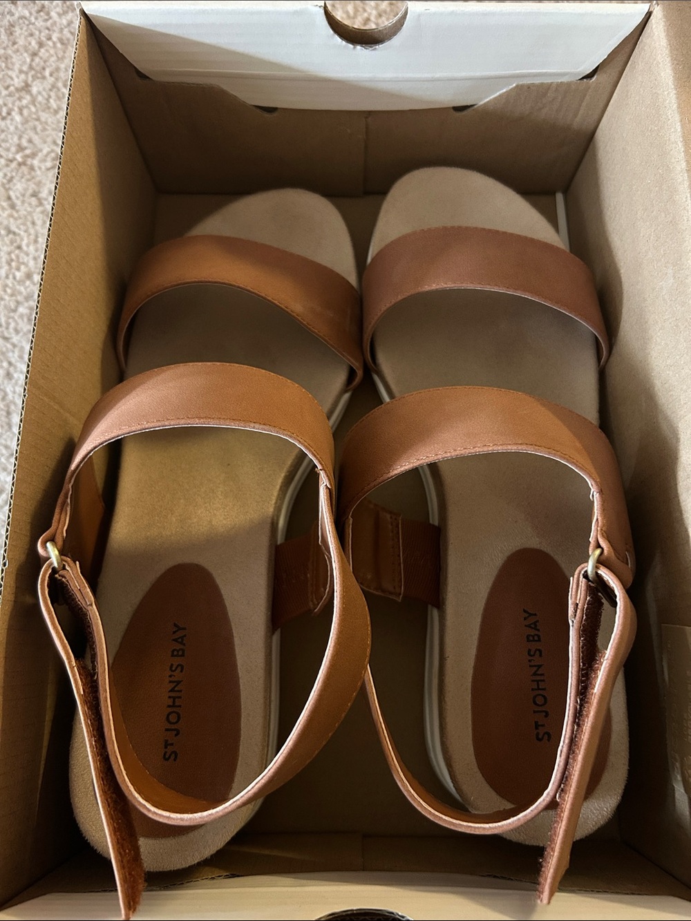 St. John's Bay Women's Brown Double-Strap Slingback Sandals